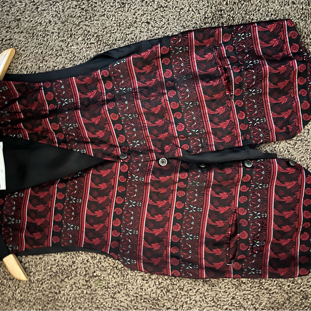 Red and Black Patterned Vest